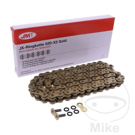 Cadena JMT X-Ring 520X2 Dorada 104 Eslabones | Motos Camaral