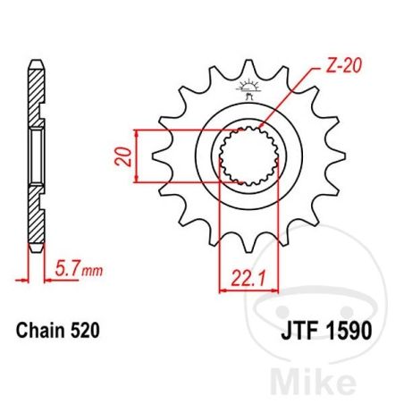 Piñón 12D Paso 520 Engranaje Fino 20/22.2mm | Motos Camaral