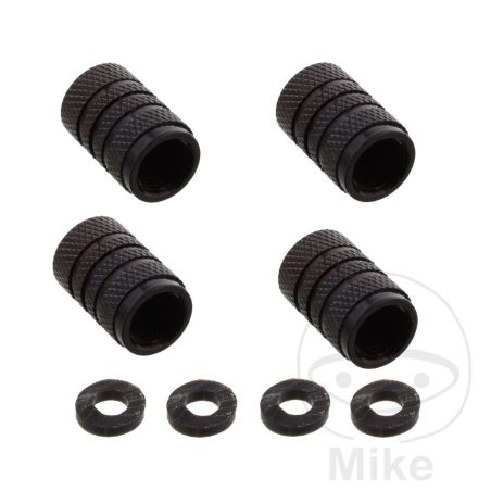 Tapas de Válvula Aluminio Negro (Pack 4) | Motos Camaral
