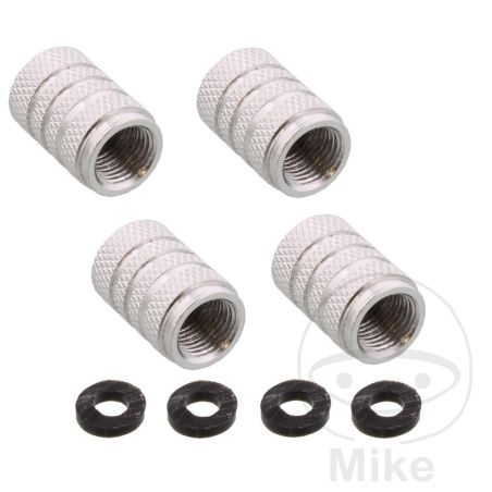 Tapas de Válvula Aluminio Plateado (Set 4) | Motos Camaral