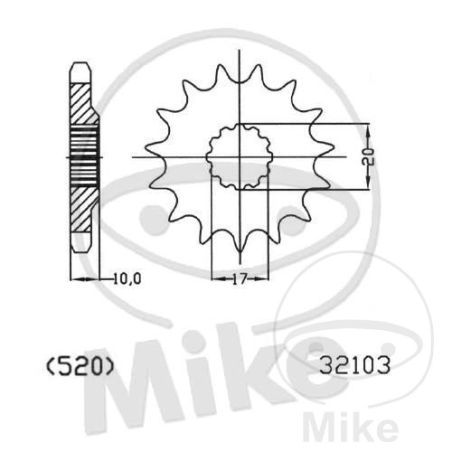 Piñón 13D Paso 520 Engranaje Fino 17/21mm | Motos Camaral