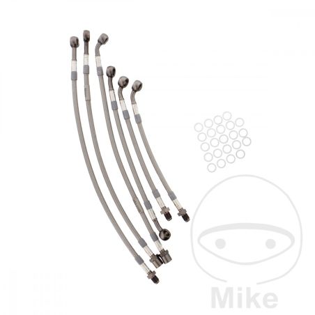 Kit Latiguillos de Freno Metálicos Antracita 6 Piezas | Motos Camaral