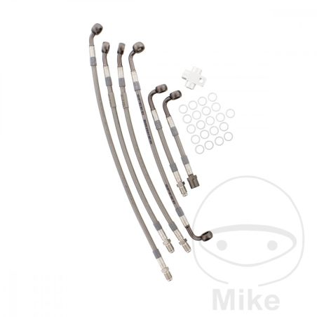 Kit Latiguillos de Freno Metálicos Antracita 6 Piezas | Motos Camaral