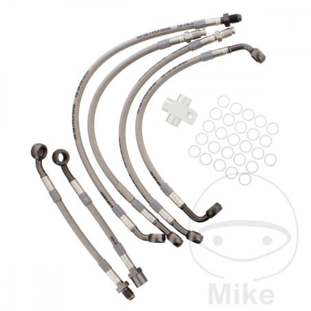 Kit Latiguillos de Freno Metálicos Antracita 6 Piezas | Motos Camaral
