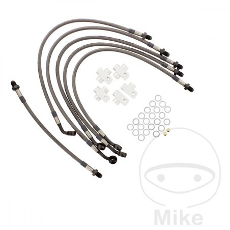 Kit Latiguillos de Freno Metálicos Antracita 6 Piezas | Motos Camaral