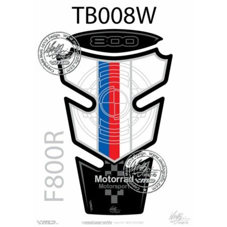 Protector de depósito Motografix F800R blanco/azul/rojo - motoscamaralweb.com
