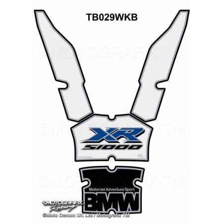 Protector de depósito Motografix BMW S1000XR blanco negro azul - motoscamaralweb.com