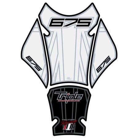 Protector de depósito Motografix Triumph 675 blanco/negro - motoscamaralweb.com