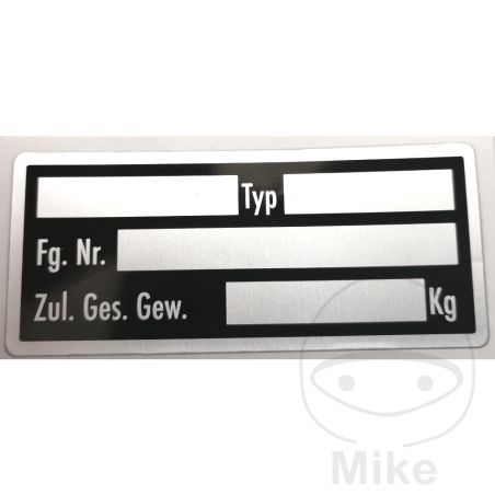 Placa de Identificación Alemana Autoadhesiva | Motos Camaral