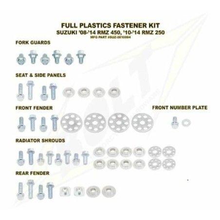 Kit tornillería de plástica Bolt 08-13 RMZ450 10-13 RMZ250 - motoscamaralweb.com