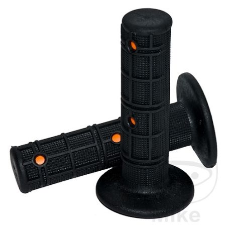 Puños Naranja/Negro D.22/25 mm Cerrados | Motos Camaral