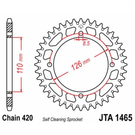 Corona JT 1465 de aluminio con 47 dientes - motoscamaralweb.com
