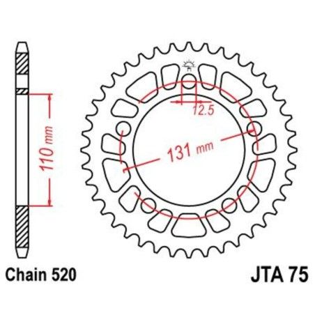 Corona JT 75 de aluminio con 46 dientes - motoscamaralweb.com