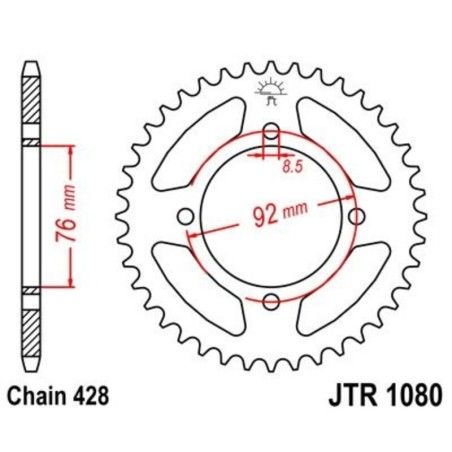 Corona JT 1080 de acero con 39 dientes - motoscamaralweb.com
