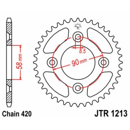 Corona JT SPROCKETS acero estándar 1213 - Paso 420 - motoscamaralweb.com