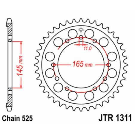 Corona JT SPROCKETS acero estándar 1311 - Paso 525 - motoscamaralweb.com