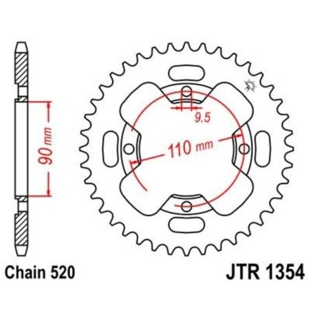 Corona JT 1354 de acero con 38 dientes - motoscamaralweb.com