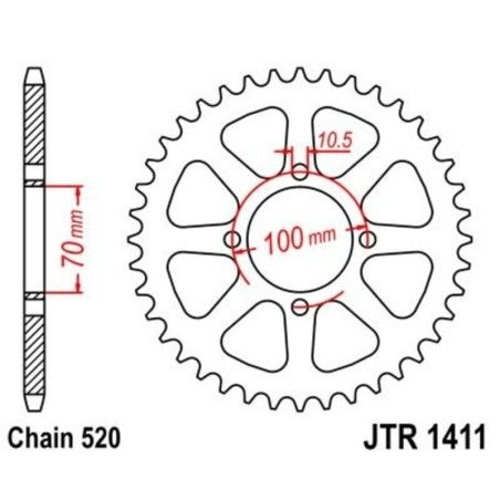 Corona JT 1411 de acero con 50 dientes - motoscamaralweb.com
