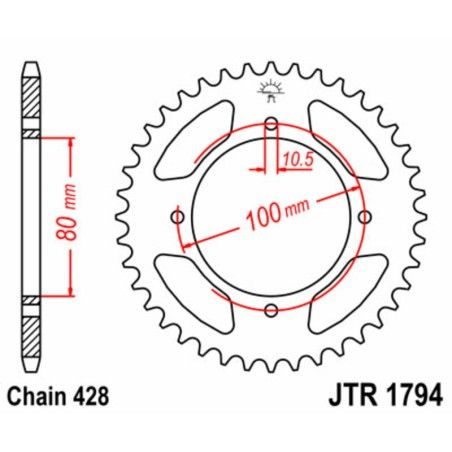 Corona JT SPROCKETS acero estándar 1794 - Paso 428 - motoscamaralweb.com