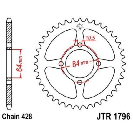 Corona JT 1796 de acero con 49 dientes - motoscamaralweb.com