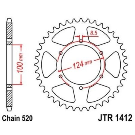 Corona JT 1412 de acero con 37 dientes - motoscamaralweb.com