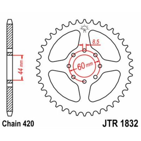 Corona JT SPROCKETS acero estándar 1832 - Paso 420 - motoscamaralweb.com