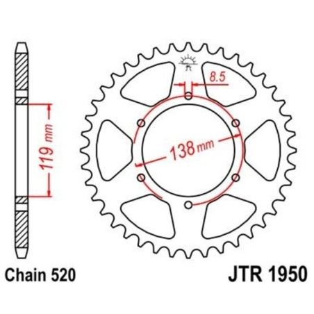 Corona JT 1950 de acero con 48 dientes - motoscamaralweb.com