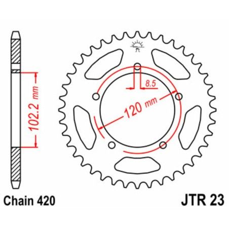 Corona JT SPROCKETS acero estándar 23 - Paso 420 - motoscamaralweb.com