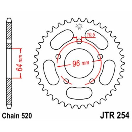 Corona JT SPROCKETS acero estándar 254 - Paso 520 - motoscamaralweb.com