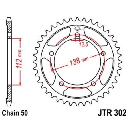 Corona JT 302 de zinc negro con 44 dientes - motoscamaralweb.com
