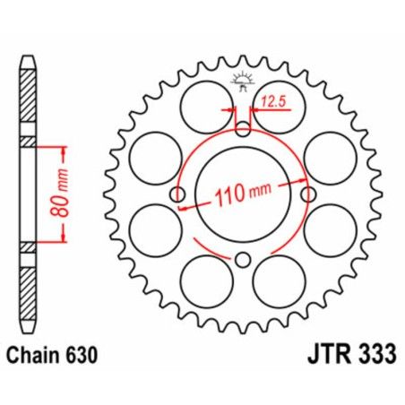 Corona JT SPROCKETS acero estándar 333 - Paso 630 - motoscamaralweb.com