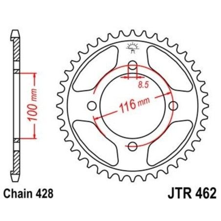 Corona JT 462 de acero con 54 dientes - motoscamaralweb.com