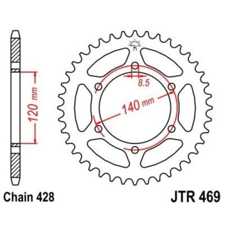 Corona JT 469 de acero con 53 dientes - motoscamaralweb.com