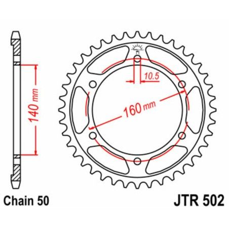 Corona JT SPROCKETS acero estándar 502 - Paso 530 - motoscamaralweb.com