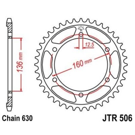 Corona JT 506 de acero con 40 dientes - motoscamaralweb.com