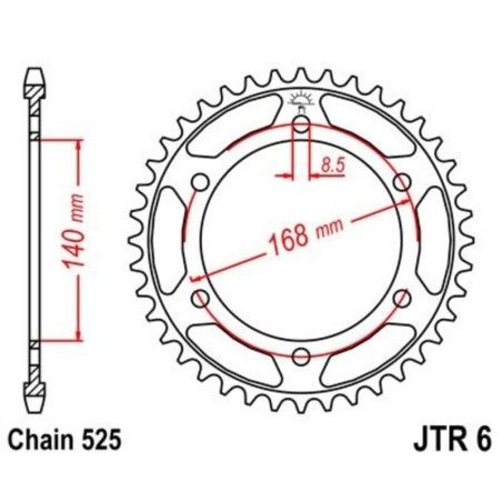 Corona JT 6 de zinc negro con 42 dientes - motoscamaralweb.com