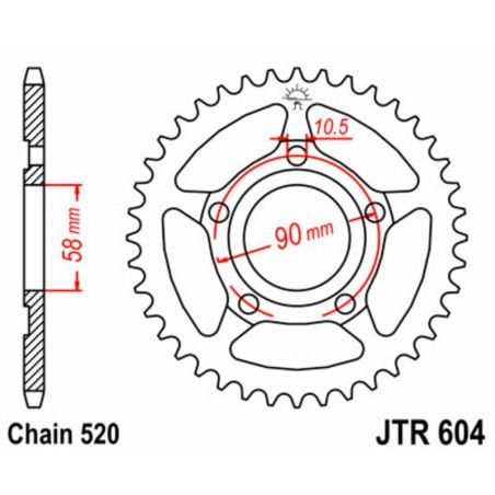 Corona JT SPROCKETS acero estándar 604 - Paso 520 - motoscamaralweb.com