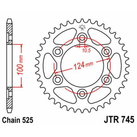 Corona JT SPROCKETS acero estándar 745 - Paso 525 - motoscamaralweb.com