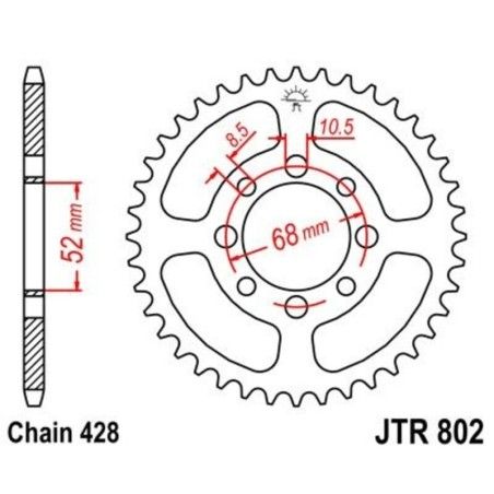 Corona JT 802 de acero con 39 dientes - motoscamaralweb.com
