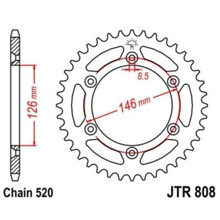 Corona JT 808 de acero con 53 dientes - motoscamaralweb.com