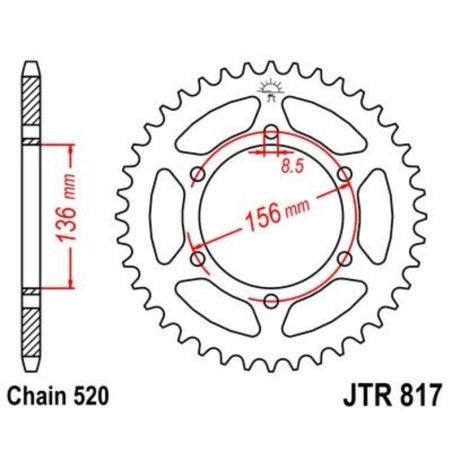 Corona JT 817 de acero con 46 dientes - motoscamaralweb.com