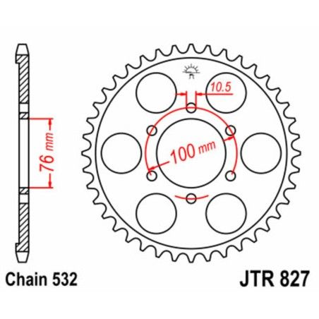 Corona JT SPROCKETS acero estándar 827 - Paso 520 - motoscamaralweb.com