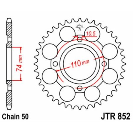 Corona JT 852 de acero con 41 dientes - motoscamaralweb.com
