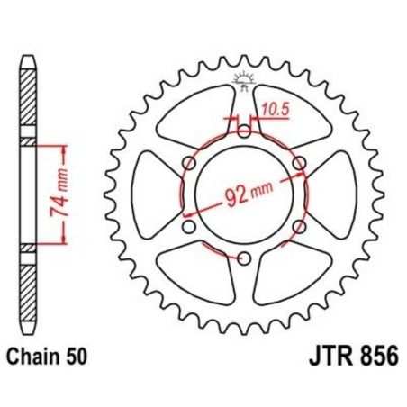 Corona JT R856 de acero con 44 dientes - motoscamaralweb.com