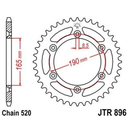 Corona JT 896 de acero con 48 dientes - motoscamaralweb.com