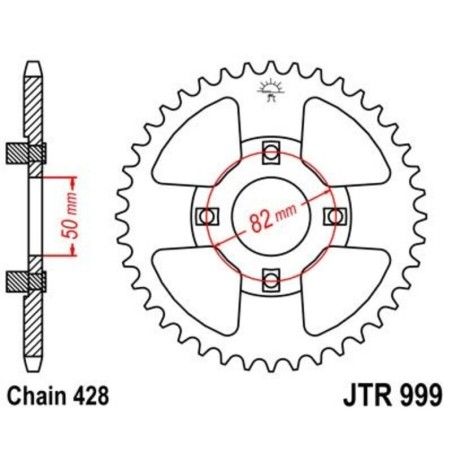 Corona JT 999 de acero con 45 dientes - motoscamaralweb.com