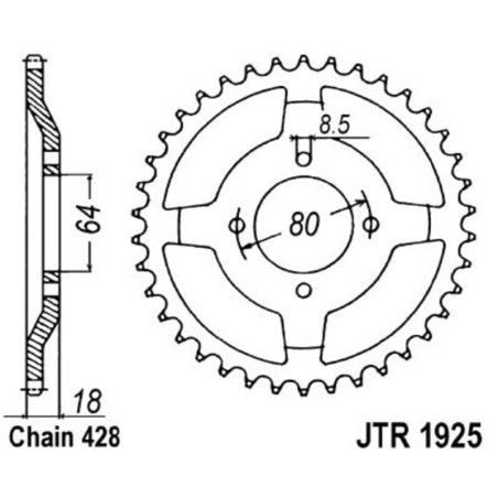 Corona JT 1925 de acero con 51 dientes - motoscamaralweb.com