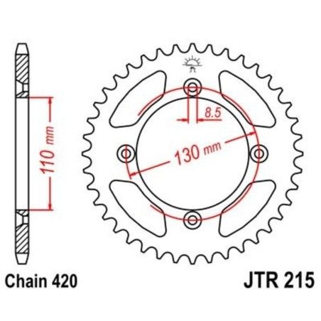 Corona JT 215 de acero con 50 dientes - motoscamaralweb.com