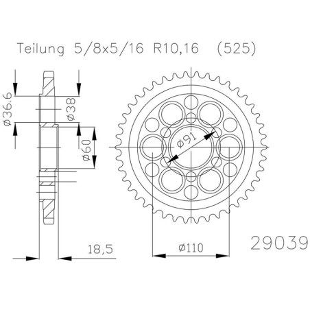 Corona ESJOT Acero 50-29039 41 dientes - motoscamaralweb.com