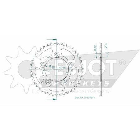 Corona ESJOT acero 50-32152 43 dientes - motoscamaralweb.com